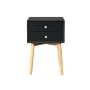 Side Table,Bedside Table With 2 Drawers And Rubber Wood Legs, Mid-Century Modern Storage Cabinet For Bedroom Living Room - Image 3