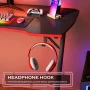 PayLessHere 39 Inch Z-Shaped Gaming Desk with Headphone Hook Sturdy with Spacious Desktop,Red - Image 4