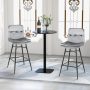 Gray 2 Pieces 29 Inch Velvet Bar Stools Set with Tufted Back and Footrests - Image 2