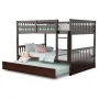 Gymax Full over Full Bunk Bed Platform Wood Bed w/ Trundle & Ladder Rail - Image 5