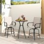 Gray 2 Pieces 360 Rotating Bar Stool Set with Armrests for Patio - Image 2