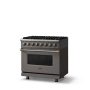 Viking - 36 in. Wide 6 Burner Pro 5 Series 5.6 Cu. Ft. Freestanding Sealed LP Dual Fuel Convection Range with Brushed Brass Trim - Damascus Gray - Image 2