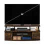 Furinno JAYA Large Entertainment Center Hold up to 55-IN TV, Amber Pine/Black - Image 5