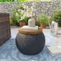 AQUILLA Rustic Concrete Side Table, 17 Inch Jar Small End Table, Round Accent Side Table for Living Room - Image 1