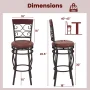 Costway Set of 2 Vintage Bar Stools Swivel Padded Seat 30'' Bistro Dining Kitchen Pub Chair High Back - Image 3
