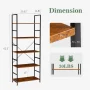 EDX Bookcase, 5 Tier Book Shelf, Storage Shelf, Classic Modern Bookcase for CDs, Movies, Books, Industrial Bookcase for Home Office, Living Room, Kitchen, Bedroom, Rust Brown - Image 2