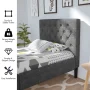 Costway Twin Upholstered Bed Frame Diamond Stitched Headboard Wood Slat Support - Image 5