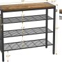 Armocity Shoe Rack for Entryway, 4-Tier Shoe Rack with Shoe Pockets and Hooks, Industrial Free Standing Shoe Racks for Entryway, Hallway, Front Door, Doorway, Living Room, Laundry, Closet, Rustic - Image 2
