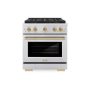 ZLINE - 30 in. Wide 4 Burner Autograph 4.2 cu. ft. Freestanding Paramount Gas Range with DuoPro Cooktop and Bronze Accents - Stainless Steel - Image 1