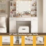 VEANERWOOD Large Makeup Vanity Set with Light Modern Makeup Vanity Table with Storage and Adjustable Lighting Colors for Bedroom 45.2in, White - Image 5