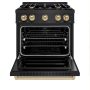 ZLINE - 30 in. Wide 4 Burner 4.2 cu. ft. Autograph Classic Dual Fuel Freestanding Black Stainless Range w/ Bronze Accents - Black Stainless Steel - Image 2