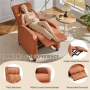 Alden Design Faux Leather Push Back Theater Recliner Chair with Footrest, Tan - Image 5