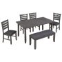 6-Piece Gray Rustic Wood Dining Set with Bench - Image 6