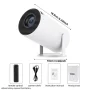 Portable Projector, Projector with Remote Control, Android Wifi Bluetooth-Compatible Projector, Home Theater Projector for Outdoor, Office, Bedroom - Black And White, US Plug - Image 2