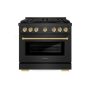 36 in. Wide 6 Burner ZLINE Autograph 5.2 cu. ft. Freestanding Paramount DuoPro Dual Fuel Range with and Bronze Accents - Black Satin Stainless Steel - Image 1