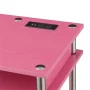 Pemberly Row Contemporary Wood Student Desk with Charging Station in Pink - Image 5
