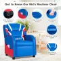 Infans Kids Recliner Chair Gaming Sofa PU Leather Armchair w/Side Pockets Blue - Image 6