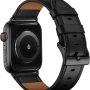 OUHENG Leather Bands Compatible with Apple Watch Band 49mm/46mm/45mm/44mm/42mm(series 3 2 1), A-Black/Black - Image 2