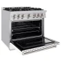 ZLINE - 36 in. Wide 6 Burner 5.2 cu. ft.  Classic Dual Fuel Freestanding Range with  Convection Oven - Satin Steel/Black Matte - Image 3