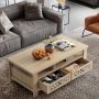 3-tier Coffee Table with 2 Drawers and 5 Support Legs - Image 1