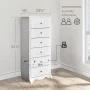 Prepac Monterey 6 Drawer Wooden Dresser Chest, 19" x 23.25" x 52.75", White - Image 4