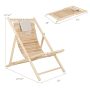 Solid Fir Wood Lounge Chair with 3-Level Adjustable Backrest and Soft Padded Headrest - Image 3