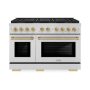 ZLINE - 48 in. Wide 8 Burner Autograph Paramount Dual Fuel Freestanding Range with DuoPro Cooktop and Bronze Accents - Stainless Steel - Image 1