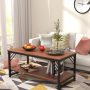 Jevindo Industrial Coffee Table,Rustic Coffee Table,Rectangular Fashion Coffee Table,Modern Coffee Table for Living Room with Metal Frame Retro Central Storage Table (Type2) - Image 2