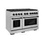 ZLINE - 48 in. Wide 8 Burner Autograph Paramount Dual Fuel Freestanding Satin Steel Range with Black Accents - Stainless Steel - Image 3