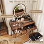 Brown Vanity Desk with Mirror and Lights for Bedroom - Image 5