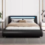 Amolife Cama Moderna Tamaño Queen con Cabecera LED, Estilo Ondulado Curvo de Lujo Tapizado, Negro - Image 2