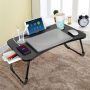 Laptop Bed Table with USB, VLikeze Foldable Lap Desk for Bed, Portable Breakfast Tray Table Reading Holder for Sofa Floor Writing Eating Working (Black) - Image 4