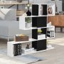 5-Tier Bookcasef Corner Ladder Bookshelf with Storage Rack (Black & White) - Image 5