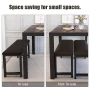 LTTROMAT Dining Table Set for 4, Faux Marble Kitchen Table Set with 2 PU Leather Benches, Breakfast Nook Set for Small Spaces, 3 Piece Farmhouse Dining Room Table Set, Rustic Brown - Image 5