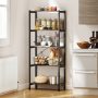 5-Tier Industrial Bookshelf Display Storage Rack with Metal Frame - Gray - Image 6