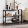 Yaheetech Entryway Table with Storage Shelves, 40 Inch Console Table with Metal Frame, Wood Behind Couch Sofa Table for Entryway, Living Room, Gray - Image 1