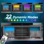 Bestier 70" Farmhouse TV Stand for TVs up to 80" with LED Lights, Entertainment Center with Cabinet & Open Shelves in Wash Grey - Image 2