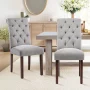 Artemisia Tufted Upholstered Wooden Dining Chairs - Image 5