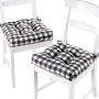 Achim Buffalo Check Polyester/Cotton Tufted Chair Seat Cushions - Black/White - Set of Two - Image 5