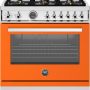 Bertazzoni - 36 in. Wide 6 Burner 5.6 cu. ft. Professional Series Dual Fuel Freestanding Range - Orange - Image 1