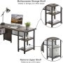 FATORRI L Shaped Desk, Industrial Reversible Home Office Computer Desk with Wood Shelves, Corner Desks with Metal Legs (Walnut Brown, 59 Inch) - Image 5