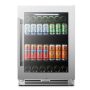 LanboPro - 24 in. 112 Can 6 Bottle Storage Capacity Beverage Refrigerator with Ultra-Quiet Compressor and Digital Thermostat - Black - Image 1