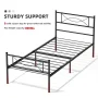 Yoneston Kids Twin Size Metal Platform Bed with Bowknot Headboards Easy Assembly (Mattress Not Included), Black - Image 6