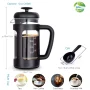 Easyworkz French Press 12 oz Coffee Tea Maker Cafetiere with Borosilicate Glass, Soft Grip Handle,Black - Image 5