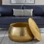Calluna 30 in. Gold Round Metal Coffee Table with Lift Top Storage - Image 2