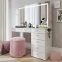 Brielle Makeup Vanity with Adjustable LED Mirror, Bluetooth Speakers, and Charging Station in White | Premium Boahaus Vanity - Image 1