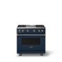 Viking - 36 in. Wide 4 Burner Pro 5 Series 5.1 Cu. Ft. Freestanding Sealed 4 Burner LP Gas Convection Range with Brushed Brass - Slate Blue - Image 1