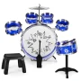 Best Choice Products 11-Piece Kids Starter Drum Set w/ Bass Drum, Tom Drums, Snare, Cymbal, Stool, Drumsticks - Blue - Image 1