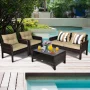 Costway Rattan Outdoor Sofa with Brown Cushions and Steel Frame - Image 5