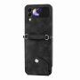 ELEHOLD for Samsung Galaxy Z Flip3 5G Shoulder Crossbody Wallet Case with Card Slots, Floral Embossed PU Leather Wallet Flip Protective Kickstand Wrist Strap Cover, black - Image 3
